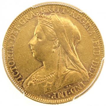 イギリス領オーストラリア　1901年M　ソブリン金貨 メルボルンミント　ヴィクトリア　ビクトリア　ヴェールドヘッド