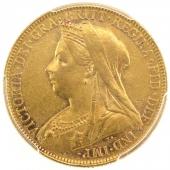 イギリス領オーストラリア　1901年M　ソブリン金貨 メルボルンミント　ヴィクトリア　ビクトリア　ヴェールドヘッド
