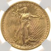 アメリカ 1922年　20ドル金貨　No Motto　セントゴーデンズ　リバティ NGC未使用鑑定