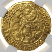 中世イギリス(イングランド)1504-5年　ヘンリー7世　エンジェル金貨　NGC　AU53　