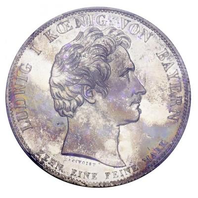 ドイツ バイエルン 1828年 ターラー銀貨 ルードヴィヒ1世 天使のロイヤルファミリー PCGS MS63 Bavaria