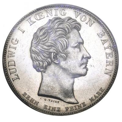 ドイツ バイエルン 1835年 ターラー銀貨 ルードヴィヒ1世 蒸気鉄道建設記念　PCGS UNC鑑定