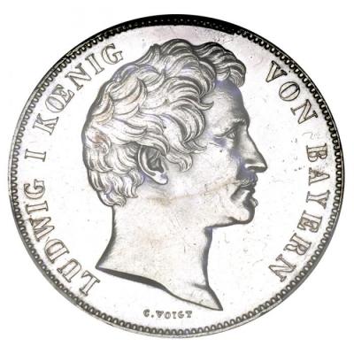 ドイツ バイエルン 1845年 2ターラー 銀貨 ルードヴィヒ1世 二人の孫 誕生記念コイン PCGS AU鑑定