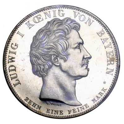 ドイツ バイエルン 1835年 ターラー銀貨 ルードヴィヒ1世 バーデンドイツ関税同盟記念　PCGS UNC鑑定