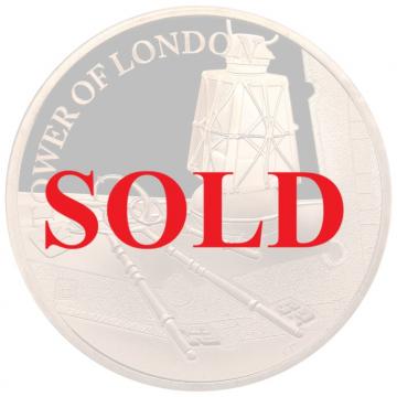 イギリス　2019年　5ポンド　プルーフ金貨　エリザベス2世　ロンドンタワー”キー・セレモニー”　No.007 限定発行385枚　共箱 FDC完全未使用