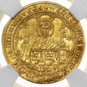 ブラバント公国 1355–1383年 ピーテル・ドール金貨 ジャンヌ&ヴェンツェル1世 NGC MS63