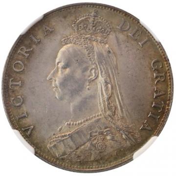 イギリス　GREAT BRITAIN 1887年2シリング　フローリン銀貨 ヴィクトリアVictoria　ジュビリーヘッド　NGC MS63