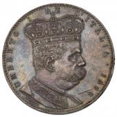 イタリア領エリトリア 1896年  5リレ(1タレロ)銀貨 ウンベルト1世　40mm大型トーン銀貨