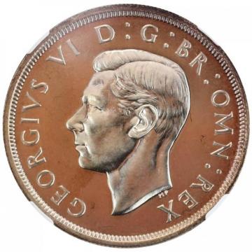 イギリス1937年銘ジョージ6世  プルーフ クラウン銀貨 NGC　PF67