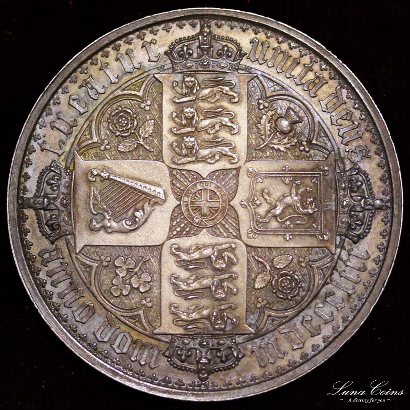 イギリス1853年ビクトリアゴシックゴチッククラウン銀貨SEPTIMO R3
