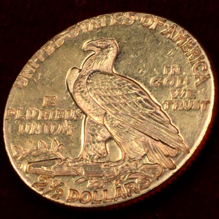 アメリカ 1925年銘D 2.5ドル 金貨 インディアン イーグル Quarter Eagle 普遍的人気の米国金貨【アンティークコイン・金貨
