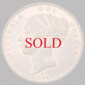 イギリス　1841年銘　ペニー　銅貨　ビクトリア　ミント時の光沢残ってます