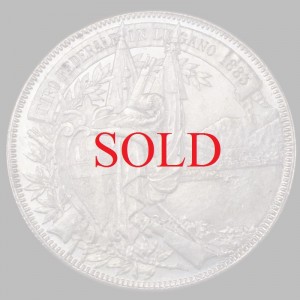 スイス 1883年銘 5フラン 記念 大型 銀貨 ルガノ 射撃祭シリーズ