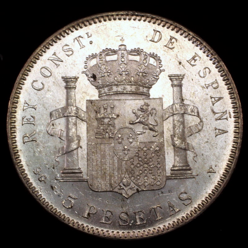 スペイン 1877年 5ペセタ-