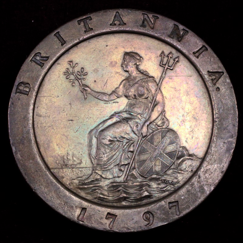 イギリス 1797年銘 2ペンス 大型銅貨 ジョージ3世 厚さ5mm超 