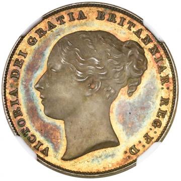 イギリス　グレートブリテン　1839年　プルーフProofシリング銀貨　ヴィクトリア　ビクトリア　Victoria　ヤングヘッド　Toned美麗トーン　NGC PF64+ FDC完全未使用