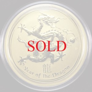 オーストラリア　2012年銘　100ドル大型　干支純金貨1オンス辰年　