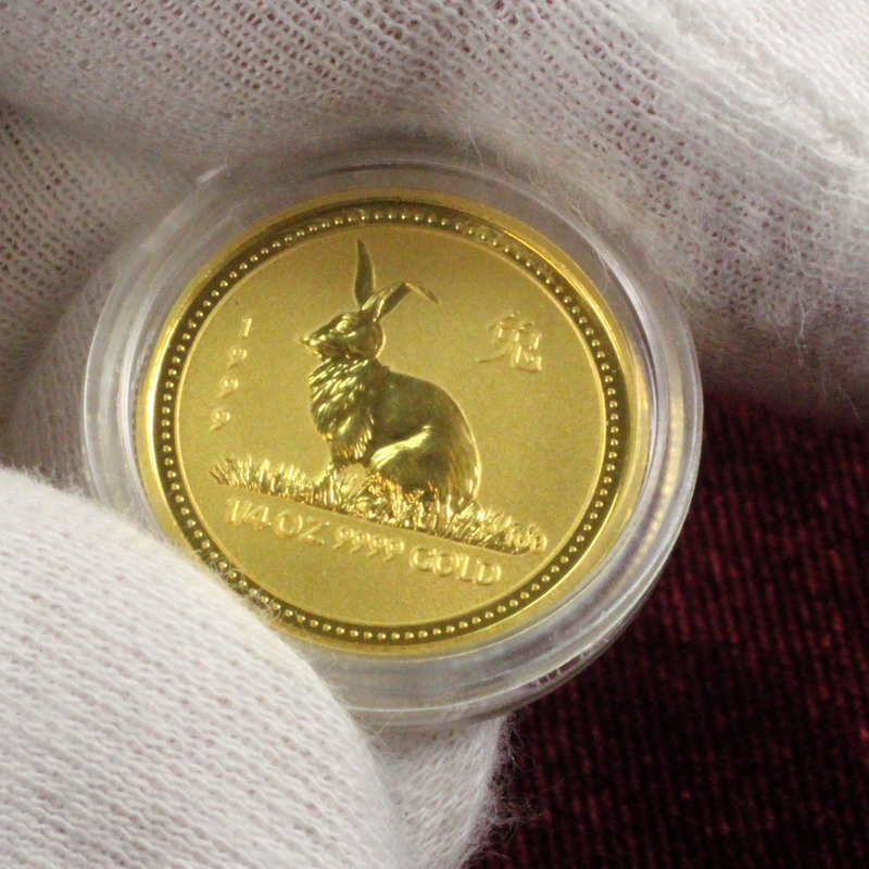 オーストラリア　1999年銘25ドル干支純金貨1/4オンス卯年
