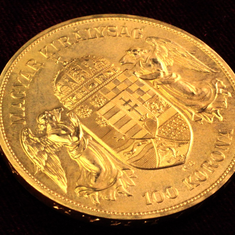 ハンガリー 1908年銘 100コロナ 大型金貨 ヨーゼフ1世UNC+【アンティークコイン・金貨・銀貨の販売・買取 ルナコイン】