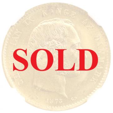 デンマーク　1873年銘　20クローネ　金貨クリスチャンIX　NGC　MS65ハイグレード