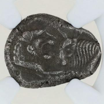 古代リディア　BC561-546　クロイソス　1/2ハーフスターテル銀貨 「獅子と牡牛」　NGC　AU 5/5 3/5