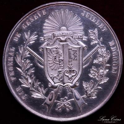 スイス　1851年銘　ソーコールドターラー　人気銀メダル　ジュネーブ　射撃祭シリーズ