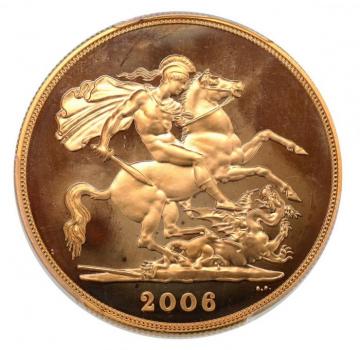 イギリス　2006年　5ポンド　プルーフ金貨　エリザベス2世　　PCGS　PR68DCAM