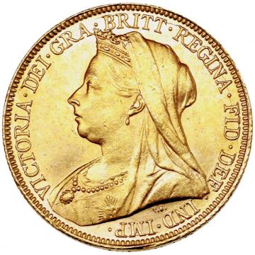イギリス領オーストラリア　1899年銘　ソブリン金貨 シドニーミント　ヴィクトリア　ビクトリア　ヴェールドヘッドUNC未使用