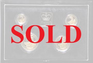 イギリス　1996年銘　ブリタニア立像　プルーフ金貨4枚セット　エリザベス2世　発行500セット　保証書、オリジナルケース付