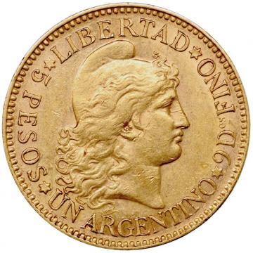 アルゼンチン　1887年　5ペソ金貨　自由の女神リバティ　EF極美品