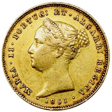 ポルトガル　1851年　5000レイス 金貨　マリア2世