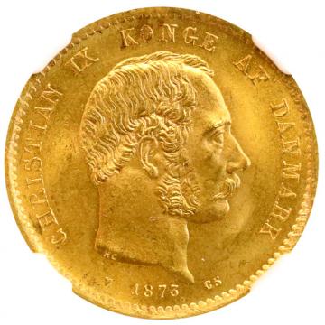 デンマーク　1873年銘　20クローネ　金貨クリスチャンIX　NGC　MS65ハイグレード