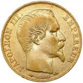 フランス帝国 1856年A  20フラン金貨　ナポレオン3世 無冠　パリミント
