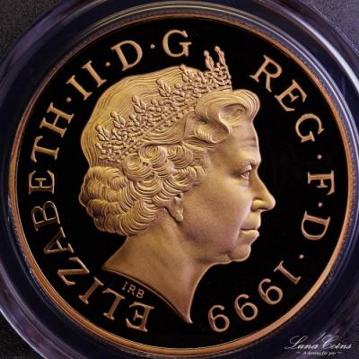 イギリス1999年　エリザベス5ポンドプルーフ金貨　ダイアナ追悼　PR69 DCAM