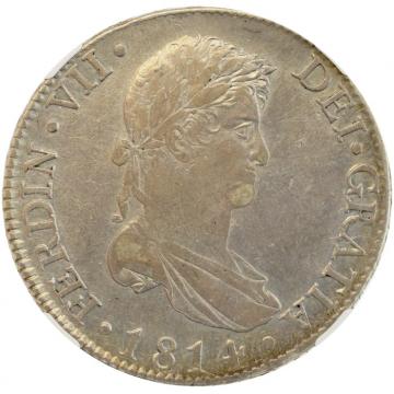 スペイン　1814年M-GJ　8レアレス銀貨　フェルディナンド7世　NGC　AU50