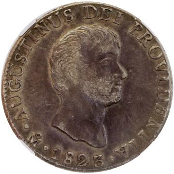 メキシコ　1823年Mo-JM　8レアレス銀貨　アグスティン1世　NGC　AU53 レア