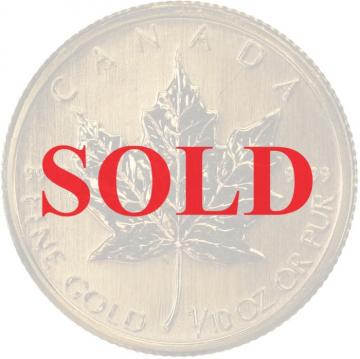 カナダ　2009年　1/10オンス　5ドル　メイプルリーフ　純金貨