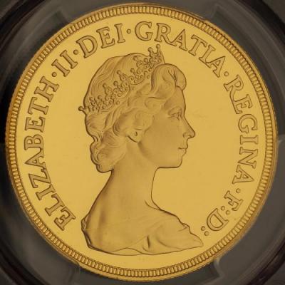 イギリス 1980年銘 　5ポンド金貨　エリザベス2世　 PCGS PR69DCAM