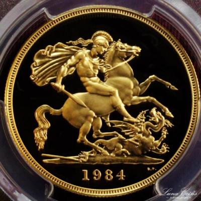 イギリス 1984年銘 　5ポンド金貨　エリザベス2世　 PCGS PR69DCAM