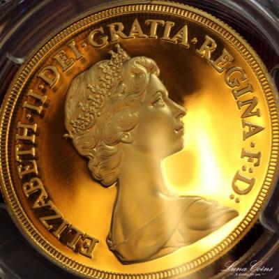 イギリス 1984年銘 　5ポンド金貨　エリザベス2世　 PCGS PR69DCAM