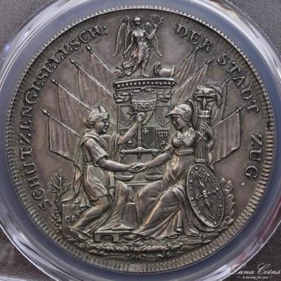 スイス　1827年　ツーク　射撃祭記念銀メダル　ソーコールドターラー 銀貨