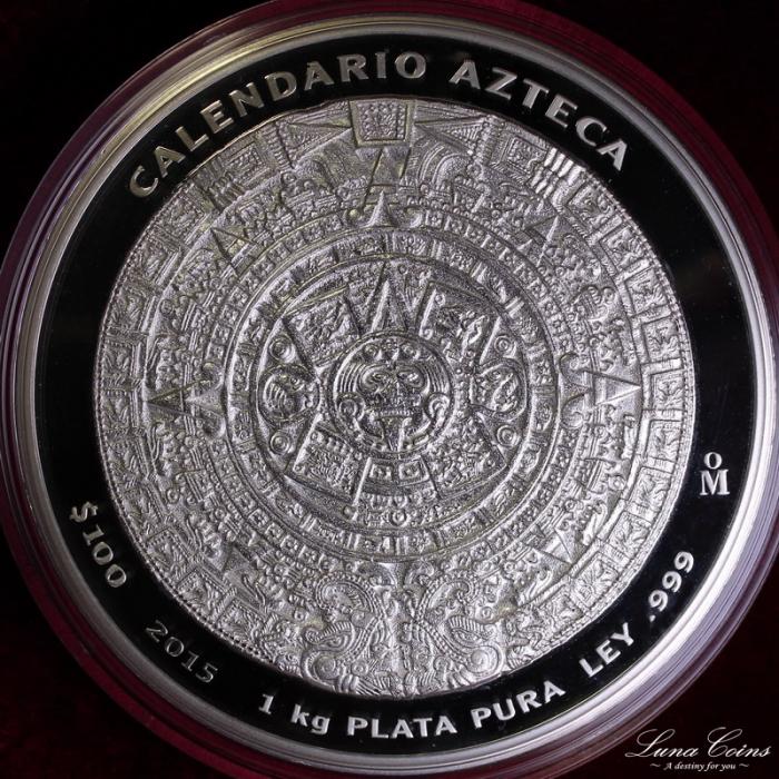 メキシコ 2015年銘 100ペソ 1kg超ド級大型純銀貨 神秘の力 アステカ 