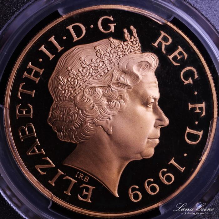 イギリス 1999年 エリザベス 5ポンドプルーフ金貨 ダイアナ追悼 PR69 