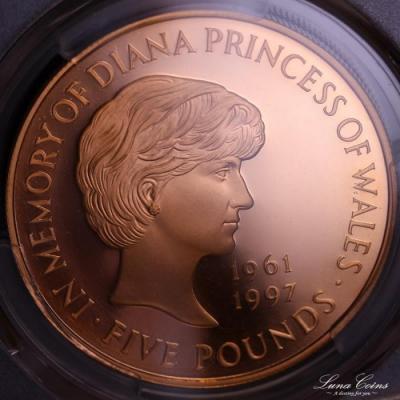 イギリス　1999年　エリザベス　5ポンドプルーフ金貨　ダイアナ追悼　PR69 DCAM