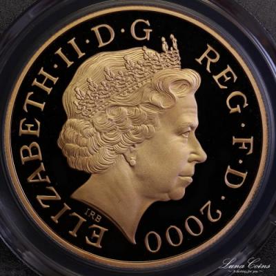 イギリス 2000年　エリザベス2世　クイーンマザー(皇太后) 5ポンド金貨　PCGS　PR69DCAM