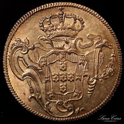 ブラジル　1754年R　6400レイス金貨　EF　状態良好人気の南米コイン