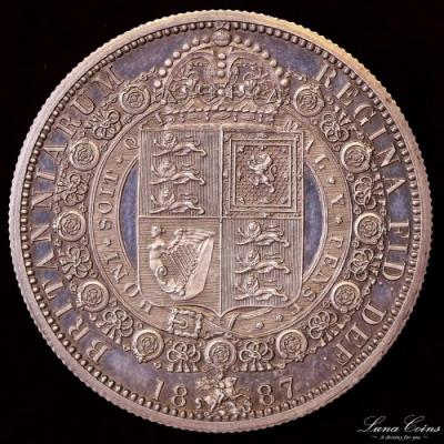 イギリス　1887年銘　ハーフクラウン Proofプルーフ　銀貨ビクトリアヴィクトリア　ジュビリーヘッド　UNCトーン
