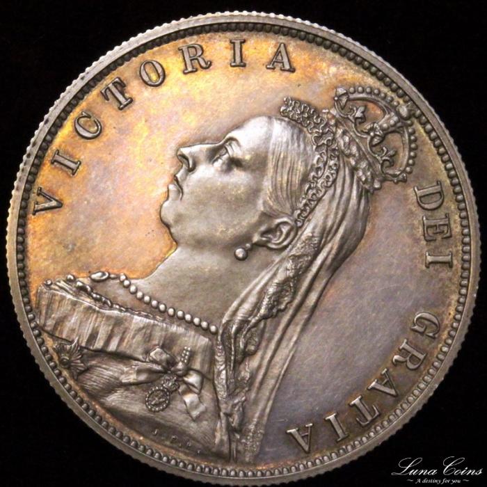 イギリス 1887年銘 ハーフクラウン Proofプルーフ 銀貨ビクトリア 