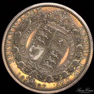 イギリス　1887年銘　ハーフクラウン Proofプルーフ　銀貨ビクトリアヴィクトリア　ジュビリーヘッド　UNCトーン