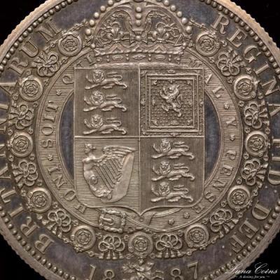 イギリス　1887年銘　ハーフクラウン Proofプルーフ　銀貨ビクトリアヴィクトリア　ジュビリーヘッド　UNCトーン